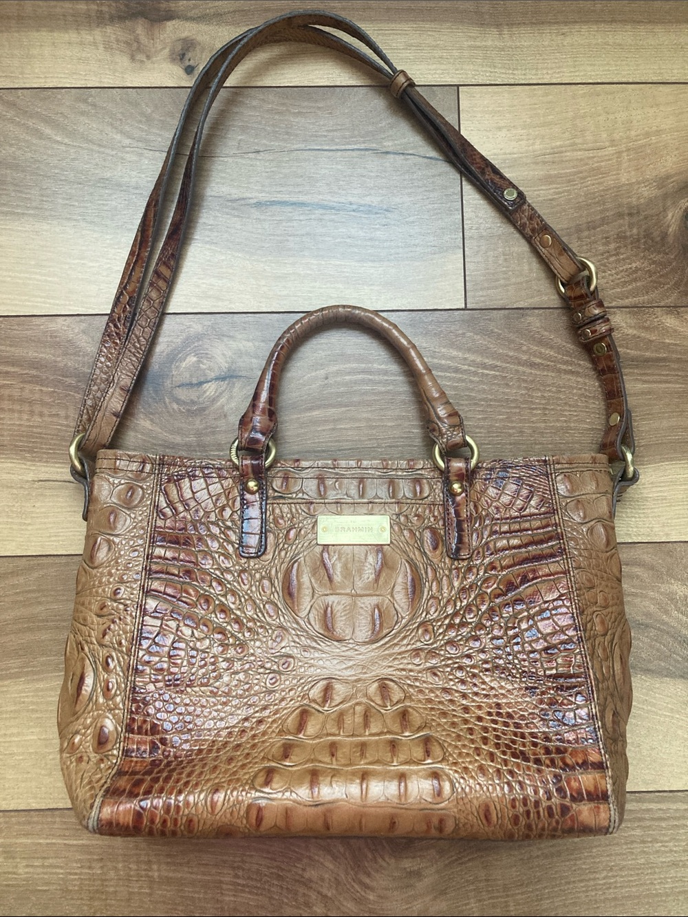 Brahmin Mini Arno Melbourne Croc Embossed Tote